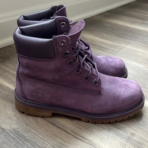 Purple Timberland Boots- size 4